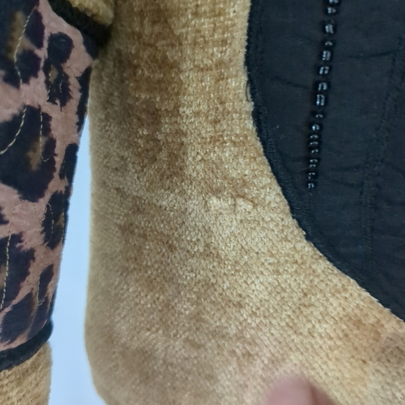 Black Cat Blazer Jacket Women's Medium Tan Patchwork Bead Embroidery Button - Picture 10 of 15